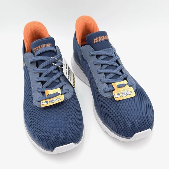 Skechers Men's Wide Fit Hands Free Slip Ins Squad Chaos Solid Tour Sneaker Navy - Picture 5 of 12